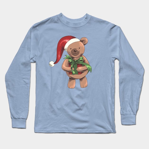 Christmas bear children motive Christmas presents Long Sleeve T-Shirt by Foxxy Merch